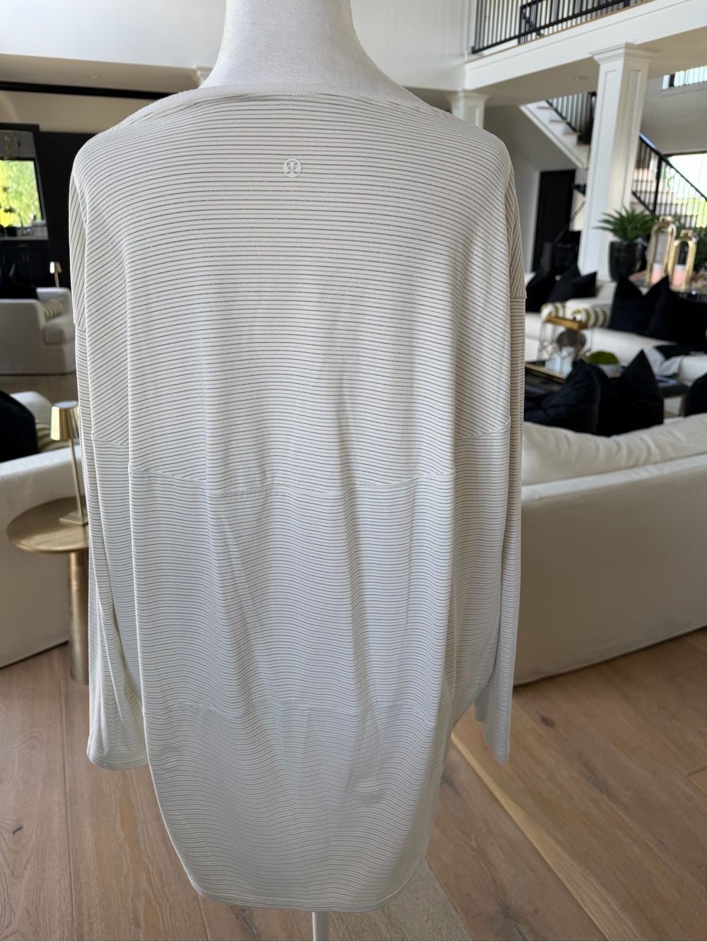 lululemon athletica Lightweight Long-Sleeve Top in Cream and Gray Stripe